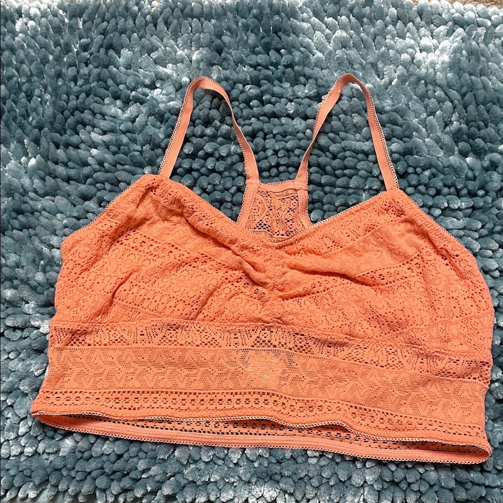 Maurices size Large Coral Color Soft Lace Razor Back Bralette